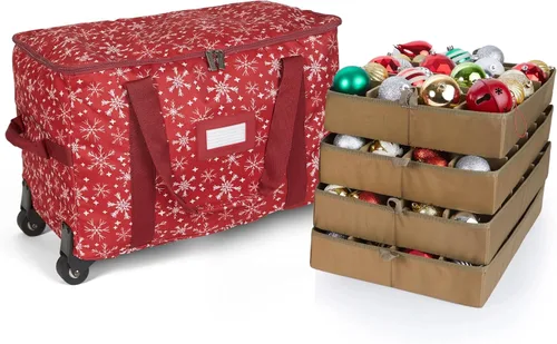 Vista 87 de Covermates Keepsakes Bolsa de almacenamiento ajustable para adornos, con asas de transporte, protección acolchada, ruedas dobles, almacenamiento