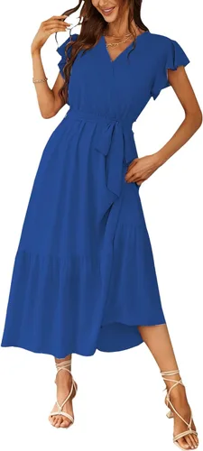 Vista 42 de PRETTYGARDEN Vestido largo bohemio floral de verano para mujer Melocotón Floral