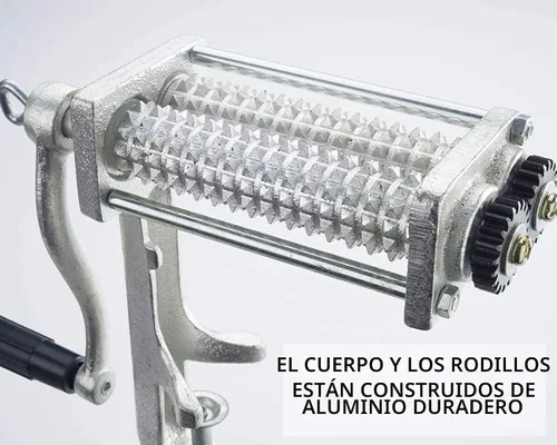 Vista 2 de Cuber ablandador de carne comercial – Herramienta para aplanar carne de alta resistencia, accesorio para picadora de carne, cubeta rodante