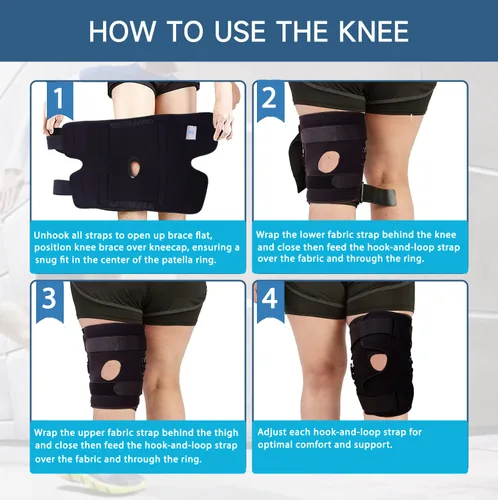 Vista 8 de Comfyorthopedic Rodillera Envolvente con Bisagras Ajustable Talla Grande Soporte de Rodilla con Estabilizadores Metálicos Laterales Removibles