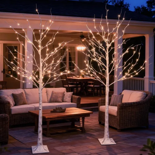 Vista 9 de Tybeeu Árbol de abedul iluminado de 3 pies con 64 luces LED blancas cálidas para decoración de vacaciones, diseño realista, certificado UL