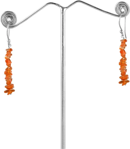 Vista 4 de Pendientes colgantes de piedra rodada de cornalina natural para mujeres y niñas, aretes de gancho de gota de cristal colorido y curativo de chakras