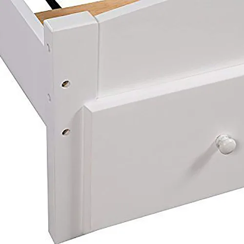 Vista 5 de Merax Base de cama individual con cajón de almacenamiento y soporte de listones de madera, sin somier, color blanco