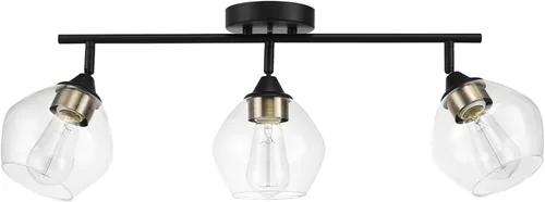 Vista 11 de GLOBE Electric 59628 Jackson - Iluminación de riel de 3 luces, níquel cepillado, pantallas de vidrio transparente, plata, bombilla no incluida