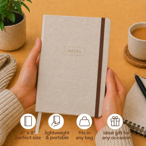 Vista 5 de WORLD TRAVELER Eccolo Medium Lined Journal Notebook, A5 Writing Journal, 256 Ruled Ivory Pages, Ribbon Bookmark