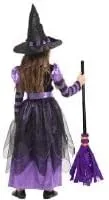 Vista 7 de Witch Costume Girls Halloween Witch Dress Costumes Kids Deluxe Witch Hat Broomstick Halloween Candy Bags Fancy Dress Up Party