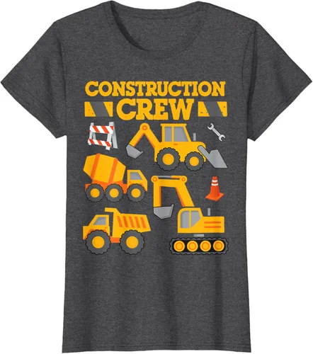 Vista 6 de Construction Crew Worker Excavator - Camiseta para niños y niñas Negro