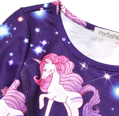 Vista 3 de Perfashion Vestidos a juego para niñas y muñecas sin mangasmanga larga, acampanados, faldas de fiesta de unicornio