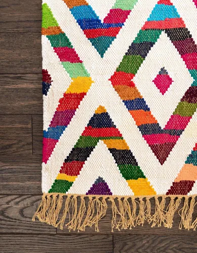 Vista 9 de Unique Loom Chindi Trellis Collection - Alfombra geométrica, suroeste, diamantes, colores brillantes