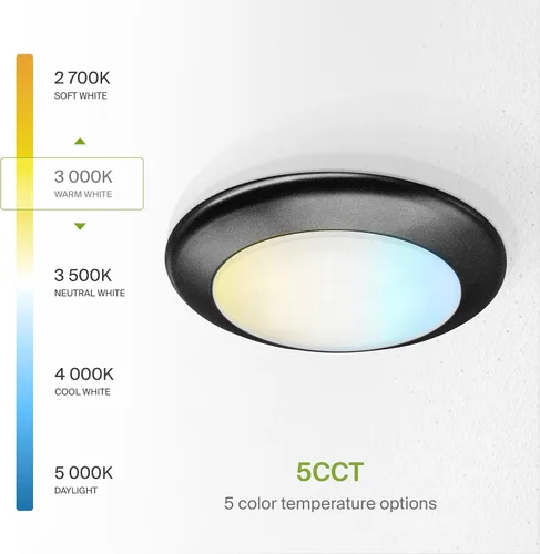 Vista 6 de ASD 1 paquete de luces LED de disco de 6 pulgadas, 15W 5CCT 2700K-5000K 1245LM CRI90+, luminaria de techo regulable de montaje empotrado, luces