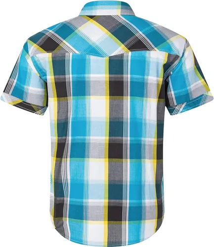 Vista 2 de Camisa casual para hombre estilo western con botones, de manga corta, dos bolsillos