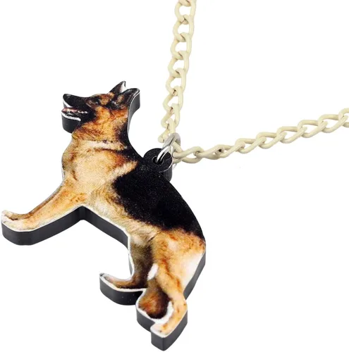Vista 3 de DOWAY - Collar de acrílico con colgante de pastor alemán, diseño de perro