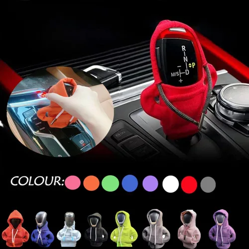 Vista 4 de Funda para palanca de cambios de automóvil, suéter divertido con pomo de palanca de cambios, sudadera con capucha para decoración y protección