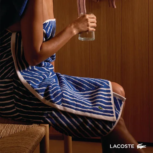Vista 6 de Lacoste Guethary - Toalla de baño 100% algodón a rayas, aloe, 30 x 54