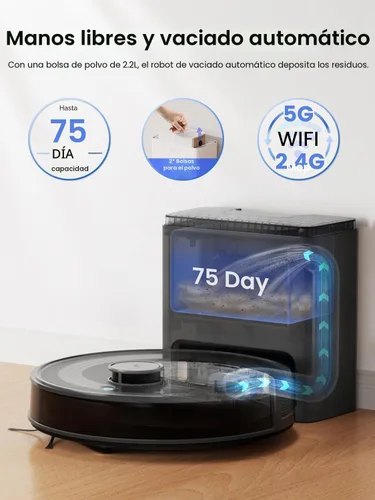 Vista 2 de Lefant LiDAR Robot Aspirador y Trapeador Combo, 75 días de autovaciado, 6000Pa potente Scution, mapeo de varios pisos, zonas prohibidas, 140 minutos