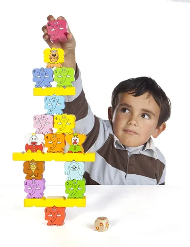 Vista 4 de Blue Orange Games Zimbbos - Juego de apilamiento de madera para niños