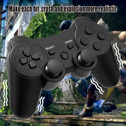 Vista 5 de Ceozon PS3 Controller Wireless 2 Pack Gamepad Compatible for PS3 Remote Joystick with Charging Cables Black and Black
