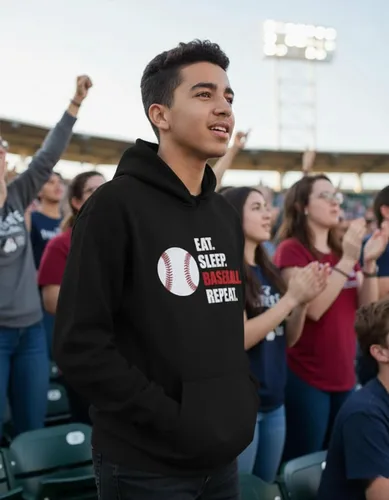 Vista 5 de Tstars Sudadera con capucha Eat Sleep Baseball Repeat para hombre, regalo para fanáticos, entrenadores, jugadores, ropa para el día del juego