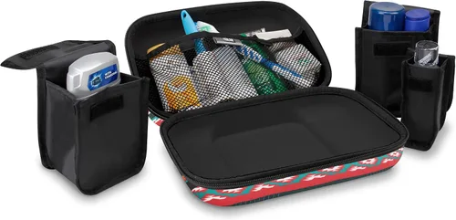 Vista 3 de USA Gear Kit organizador de bolsa de viaje con bolsillos de almacenamiento personalizables y carcasa rígida protectora, perfecto para llevar champú