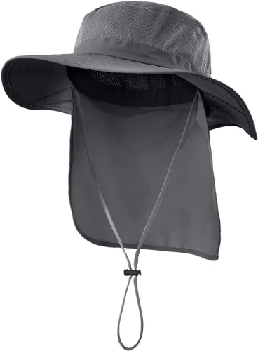 Vista 10 de Home Prefer Sombrero de sol UPF50+ de malla para exteriores, de ala ancha, con solapa para el cuello, sombrero de pesca para hombres y mujeres Verde
