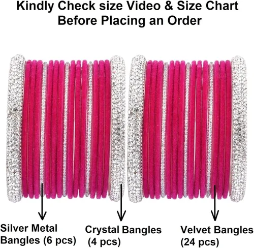 Vista 4 de Efulgenz Boho Antique Oxidized Indian Jewelry Tribal Crystal Velvet Bracelet Bangle Set