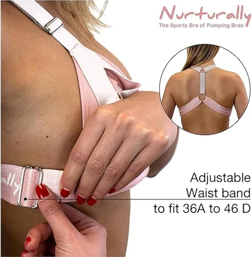 Vista 3 de Nurturally - Brasier de extractor de leche manos libres, se adapta a 36A a 46D, sujeción firme, ajustable y cómodo, sujetadores de bombeo manos Rosa