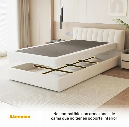 Vista 4 de NHODIR Base de cama con somier doble de 4 pulgadas