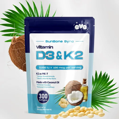 Vista 10 de 300 Piezas 2 en 1 Vitamina D3 10000 iu Plus K2 (MK-7) 200 mcg Cápsulas Blandas de Aceite de Coco Virgen con Vitaminas D y K Apoya la Absorción