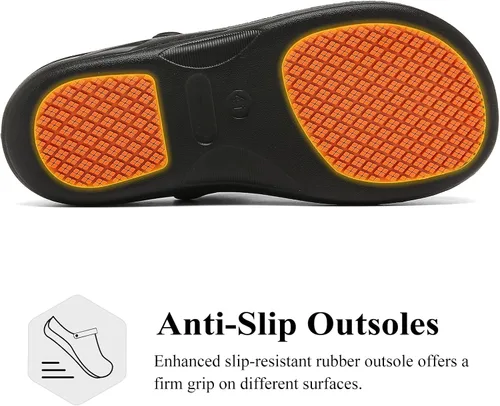 Vista 4 de Haifago Zapatos de chef antideslizantes para hombres y mujeres, zapatos de trabajo antideslizantes y resistentes al agua, zuecos de enfermería