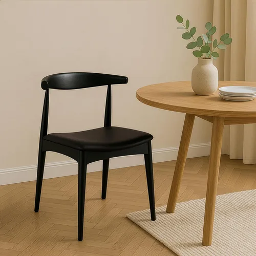 Vista 2 de 2xhome Solid Wooden Dining Chair Upholstered Faux Leather Cushioned Seat Modern Farmhouse Elbow Side Chair Home, Kitchen, Office, Meetings