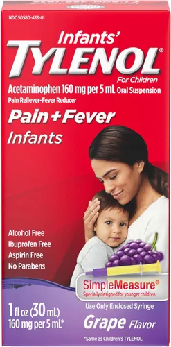 Vista 11 de Medicina líquida en suspensión oral Tylenol para bebés con acetaminofeno, reductor de fiebre y analgésico para dolores y dolores menores, dolor