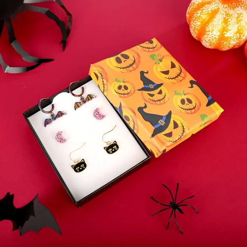 Vista 6 de Pendientes de Halloween para mujer, aretes de otoño esmaltados de moda