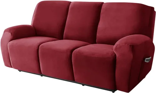Vista 17 de Funda elástica para sofá reclinable, fundas de terciopelo para sillas reclinables de 3 cojines, 8 piezas, fundas protectoras para muebles