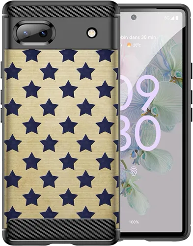 Vista 6 de CasesOnDeck - Funda de TPU negra compatible con Google Pixel 6A (2022) / Pixel 6A, delgada, minimalista, flexible, texturizada, formas abstractas