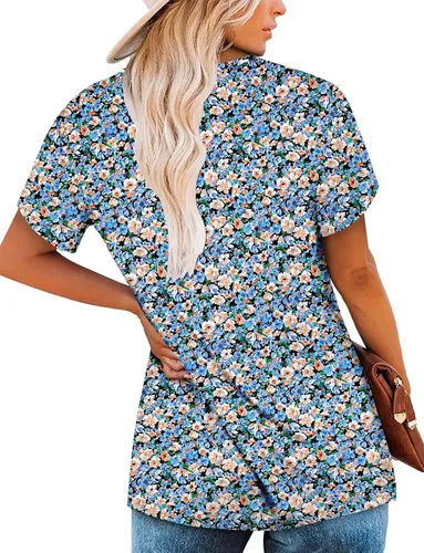 Vista 4 de Camisetas sin mangas para mujer y camisetas florales de verano de manga corta