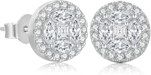 Vista 9 de KRKC&CO Earrings Stud for Men, Silver Post Square Earrings 2-Dorado-b
