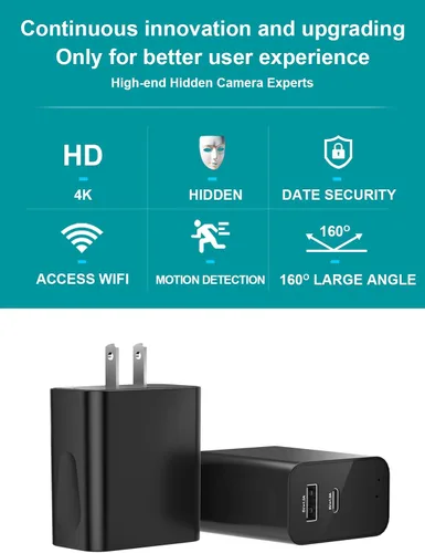 Vista 2 de TOQI 4K Cámaras inalámbricas Mini pequeña toma de pared de seguridad WiFi cámara interior para seguridad del hogar 【Actualizado】 (CAM) no soporta 5G