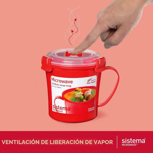 Vista 4 de Sistema Taza de sopa para microondas con tapa y ventilación de liberación de vapor