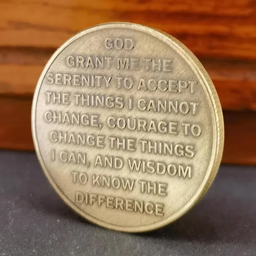 Vista 4 de Phoenix Rising Lucky Coin Serenity Prayer Sobriety Coin Regalos sobrios para hombres o mujeres, Medallón AA de recuperación de adicciones