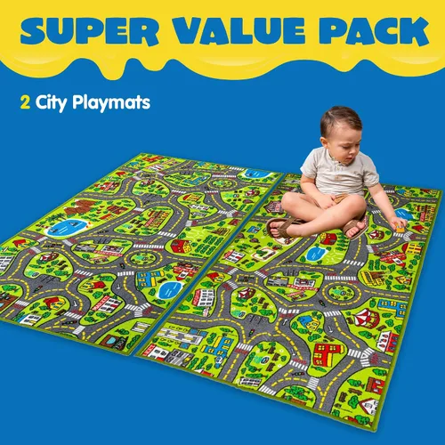 Vista 2 de JOYIN Alfombras de juego para niños, alfombra de vida urbana, alfombra duradera para juegos de simulación de ciudad, alfombra para niños pequeños