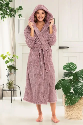Vista 5 de Alexander Del Rossa Bata mullida y esponjosa para mujer, batas largas con capucha para mujer, talla grande