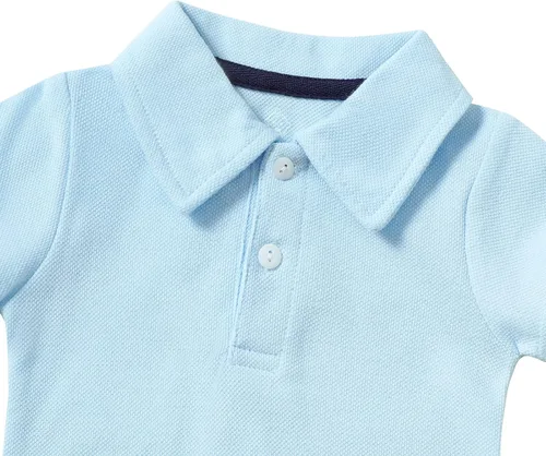Vista 2 de ROMPERINBOX Mameluco de manga corta con cuello para bebé recién nacido, mono de piqué de malla de color sólido con burbujas
