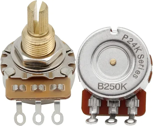 Vista 10 de FLEOR Potenciómetro de guitarra de eje dividido corto de 2 piezas A250K de 0.610 in, 24 líneas