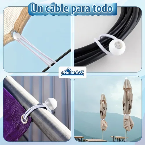 Vista 7 de Paquete de 25 cuerdas elásticas de bolas elásticas de 6 pulgadas de diámetro para toldo, red, postes, jardín, herramientas, cables, cable resistente