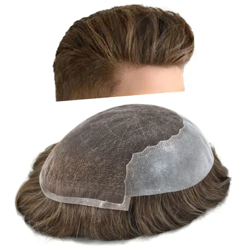 Vista 11 de Mens Toupee Human Hair Replacement System Swiss Lace Toupee For Men Hair Piece Protesis Capilar Mens Hairpiece 5X7#1 Jet Black 120% Density