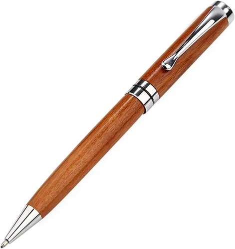 Vista 2 de Hyuduo Bolígrafo retráctil de madera para escuela, oficina, negocios (dorado)