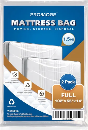 Vista 21 de Bolsa de colchón de plástico para mudanza o almacenamiento, tamaño individual, 1.5 mil Twin/Twin XL Size,Mattress Protector Covers,Moving