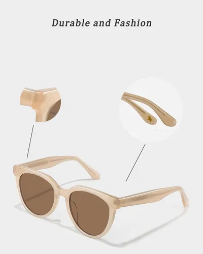 Vista 4 de Gafas de sol redondas retro para mujer, estilo vintage, clásicas, con protección UV de gran