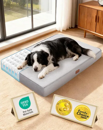 Vista 18 de OhGeni Cama ortopédica impermeable para perros pequeños, funda extraíble lavable a máquina en tela fácil de limpiar, espuma viscoelástica reversible