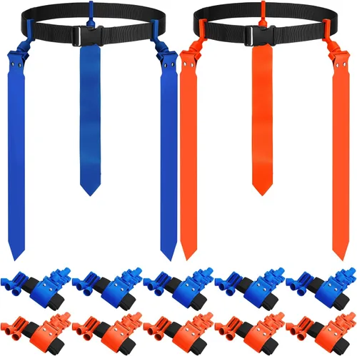 Vista 25 de Hungdao Cinturones y banderas de fútbol para 10/12 jugadores, cinturones de fútbol ajustables para niños, adolescentes, adultos, entrenamiento